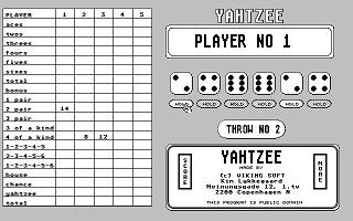 Yatzy (Yahtzee) atari screenshot